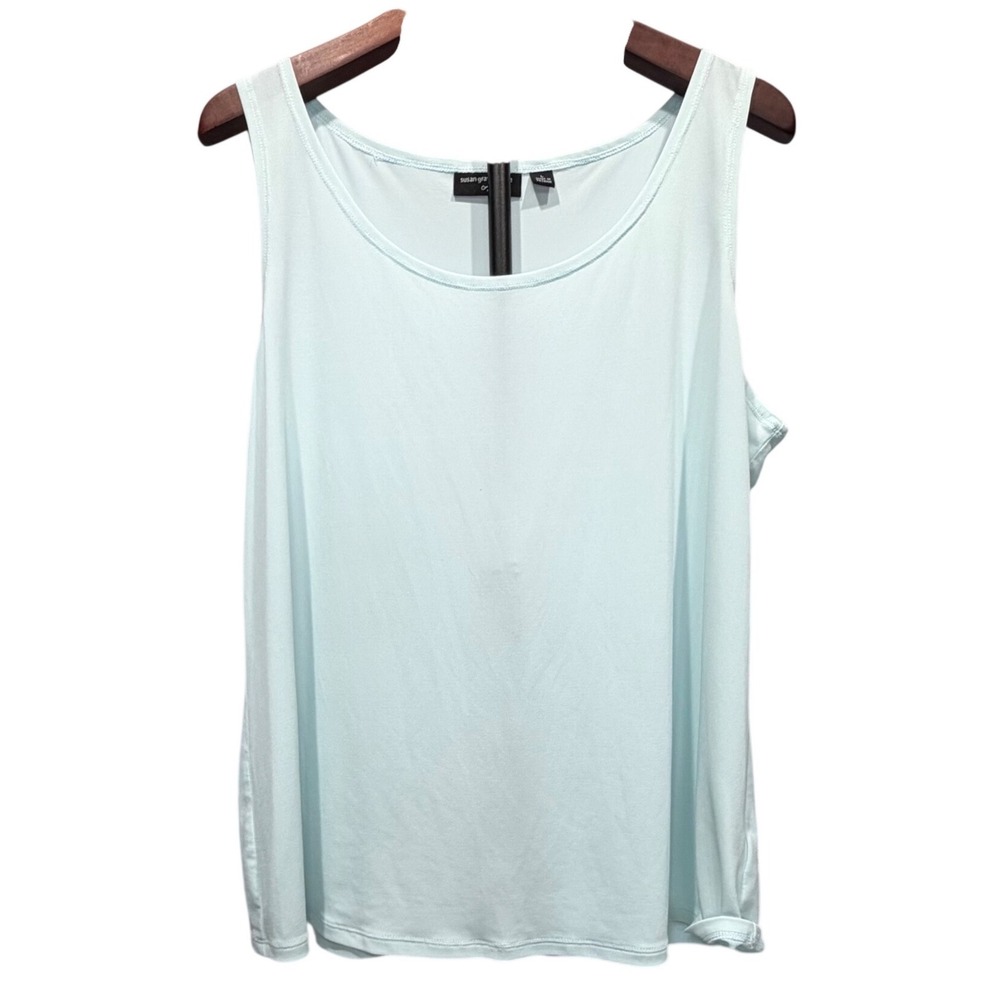 Susan Graver Style Mint Green Tank Top Scoop Neck Shell Womens Large Liquid Knit